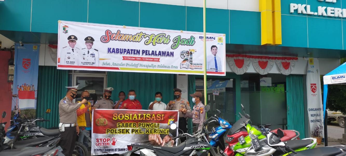 Sambangi Kantor PLN, Polsek Pangkalan Kerinci Sosialisasi Saber Pungli