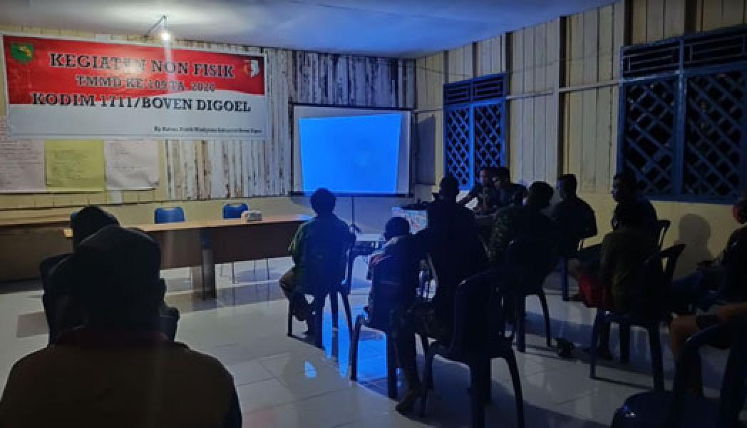 Satgas TMMD 109 Kodim Boven Digoel Gandeng Diskominfo Gelar Nobar Film G30S/PKI