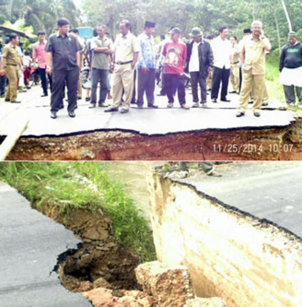 Bupati Tinjau Jalan Amblas Sentajo Raya - Muara Langsa