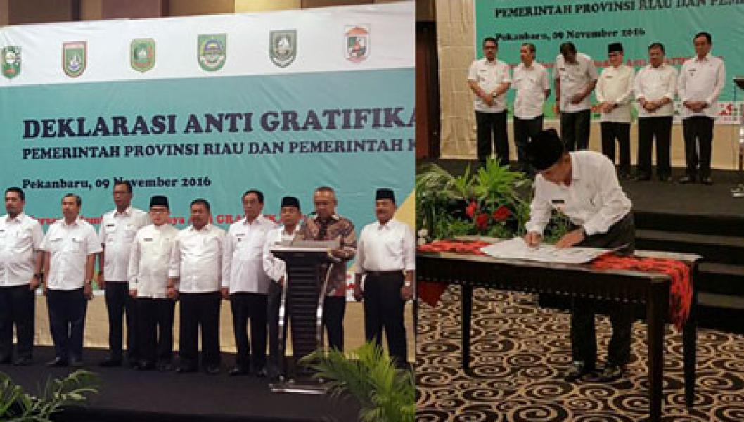 Bupati Pelalawan HM Harris Tandatangani Deklarasi Anti Gratifikasi