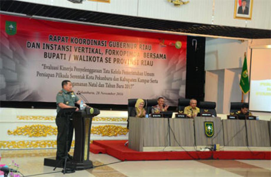 Danrem 031/Wirabima Hadiri Rakor Forkopimda Bersama Bupati Dan Walikota Se Riau