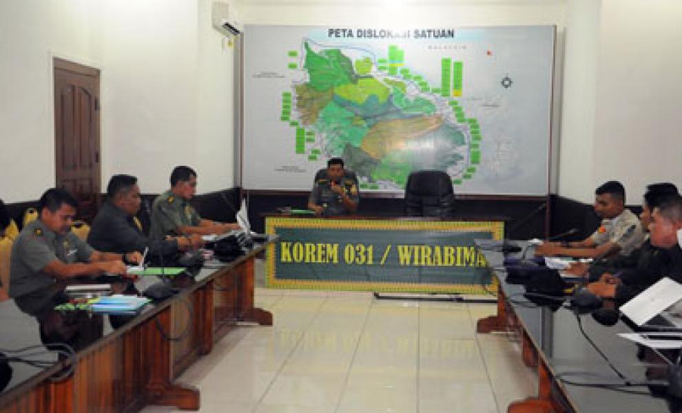 Kasrem 031/Wirabima Menerima Paparan Rencana Diksar Menwa Indra Pahlawan Riau