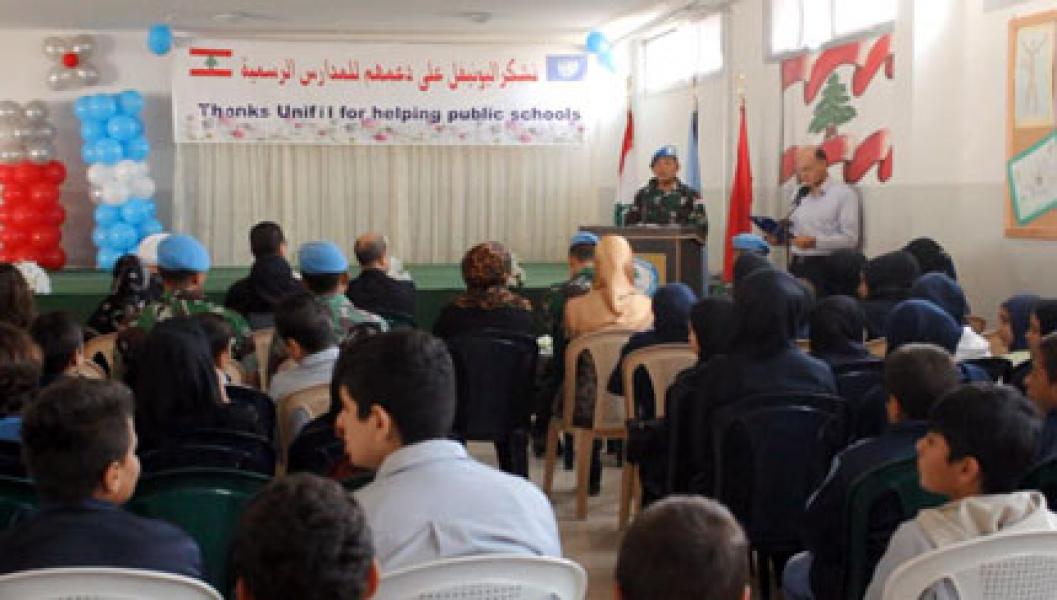 Satgas Indobatt Berikan Bantuan Sarana Pendidikan di Lebanon Selatan