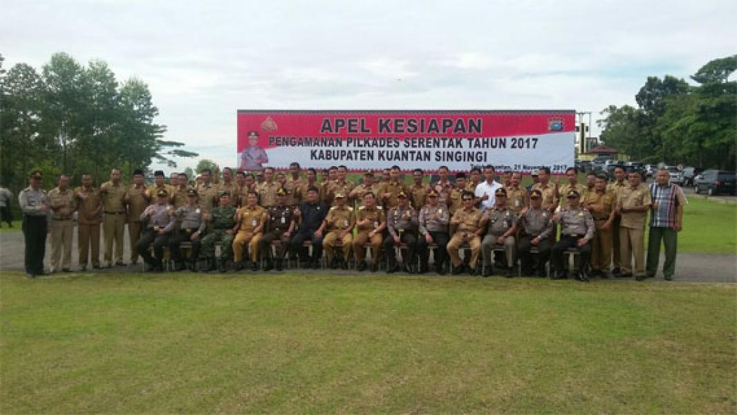 Upacara Kesiapan Pasukan Pengamanan Pelaksanaan Pilkades Serentak Kuansing 2017 Digelar