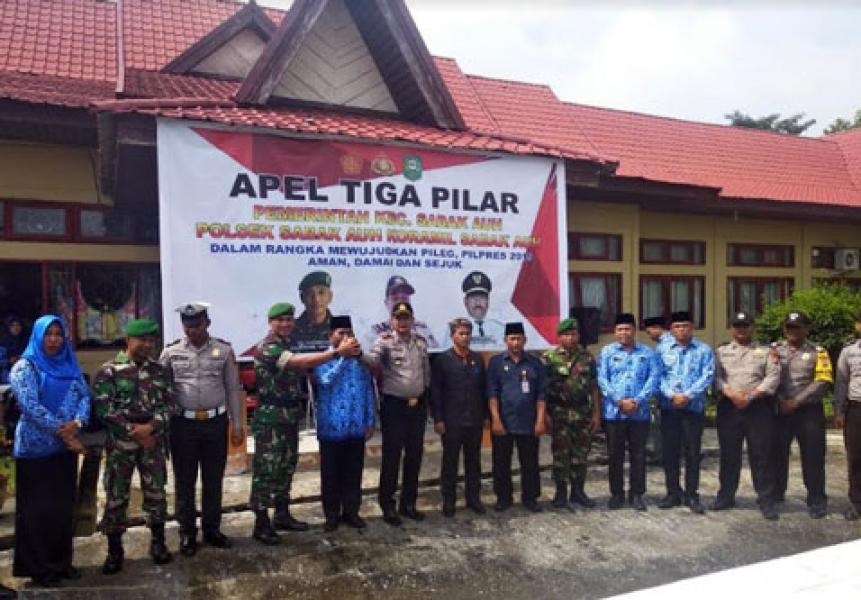 Babinsa Koramil 12/Pwk Sabak Auh Kodim 0303/Bengkalis Ikuti Apel 3 Pilar