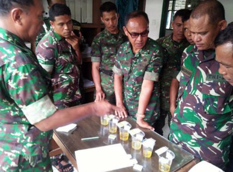 Cegah Narkoba, Prajurit Kodim 0313/Kampar Tes Urine Dadakan