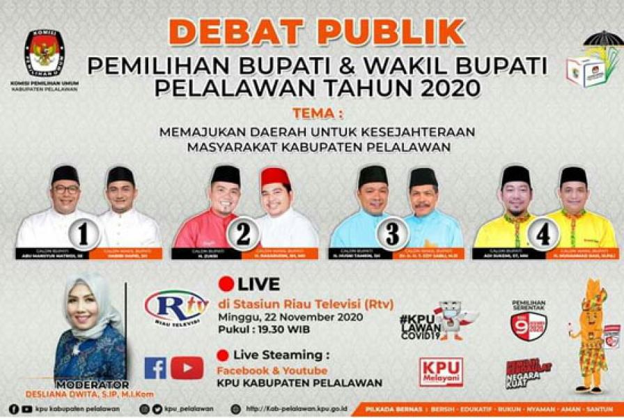 Debat `Panas` 4 Paslon Pilkada Pelalawan Digelar 22 November Malam Berdurasi 120 Menit, Ini Segmennya!