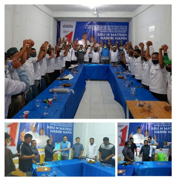 Deklarasi Dukungan Ke Paslon 1 Abu Mansur-Habibi Perwakilan Buruh se Pelalawan dan 11 Federasi