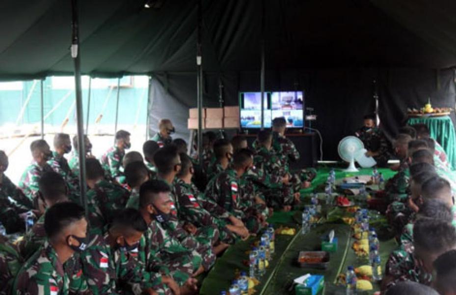 Dirgahayu ke-56, Satgas Pamtas Yonif 125/Simbisa Gelar Acara Syukuran Di Tapal Batas