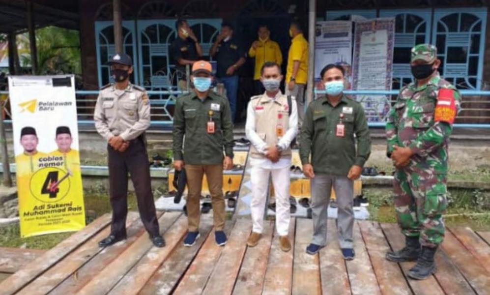 PS Kanit Binmas Polsek Teluk Meranti Periksa Kesiapan Protokol Kesehatan Ditempat Kampanye