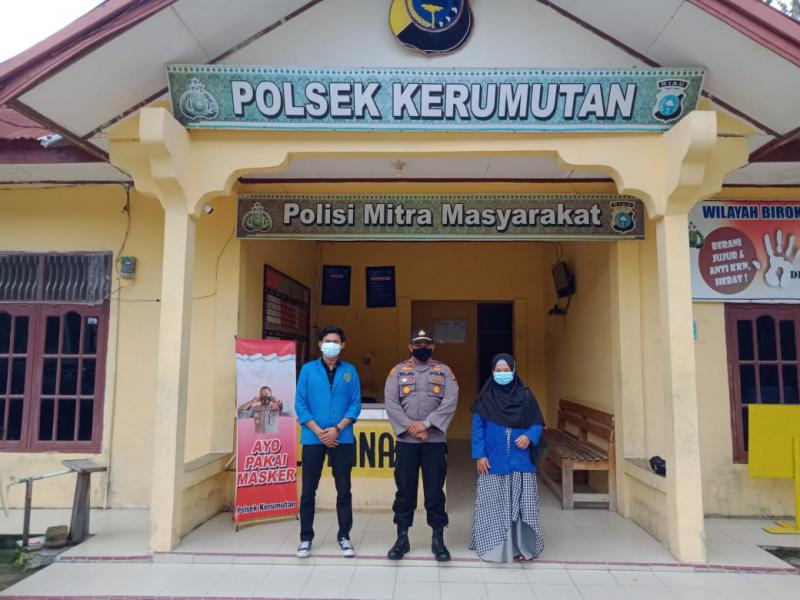 Polsek Kerumutan Gandeng Hipmaker Terapkan Perbup No 63 Tahun 2020 Prokes