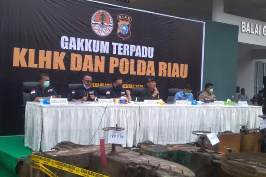 Tim Gakkum KLHK dan Polda Riau Ungkap Kasus Ilog SM Rimbang Baling di Riau