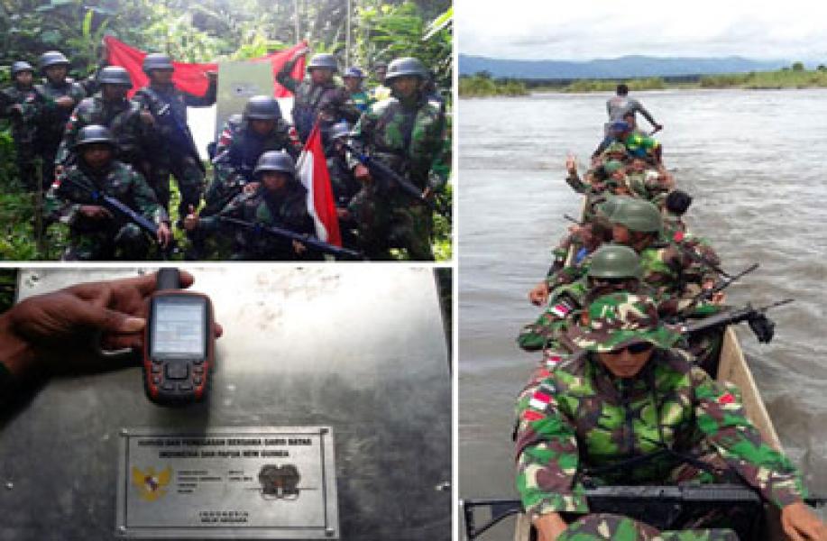 Yonif 406/CK Pasang Patok Perbatasan RI-PNG