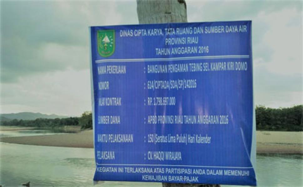 LSM BaNi Janji Laporkan Proyek Pengaman Tebing Domo ke Polda Riau