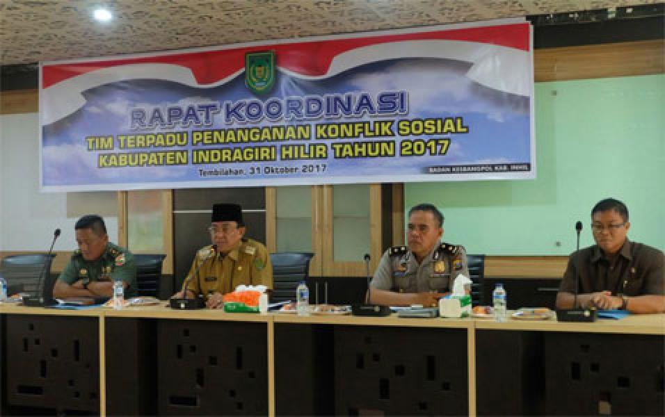 Bupati Inhil Pimpin Rakor Tim Terpadu Penanganan Konflik Sosial Tahun 2017