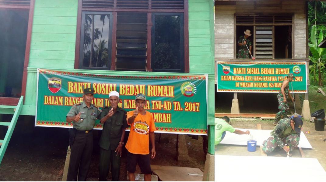 Kisah Veteran Rohul Saat Rumahnya Direhap Prajurit Koramil 02 Rambah Kodim 0313/Kpr