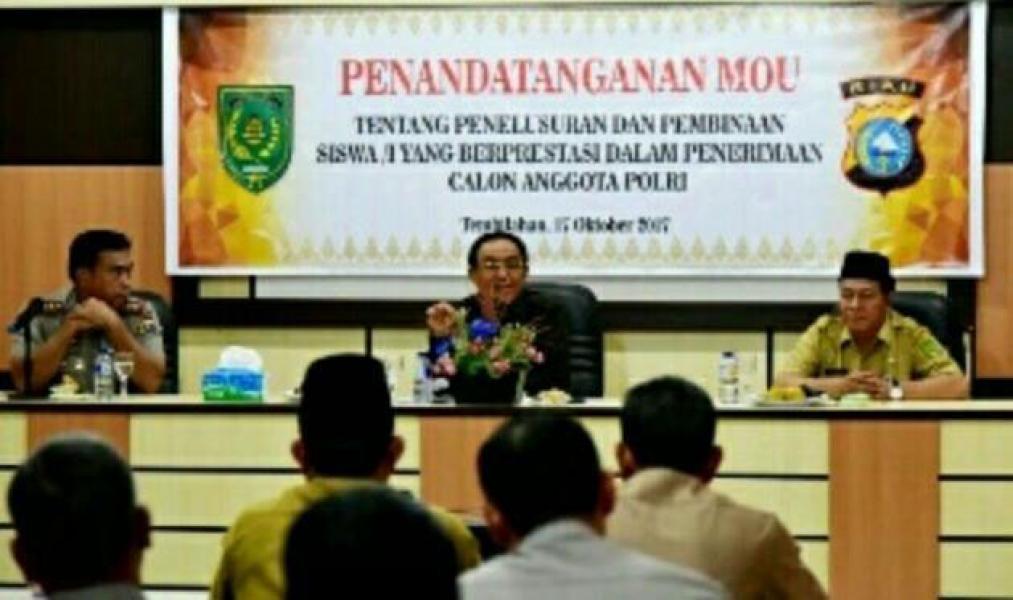 MoU dengan Polres Inhil, Bupati Wardan Harapkan Buka Peluang Bagi Putra Daerah