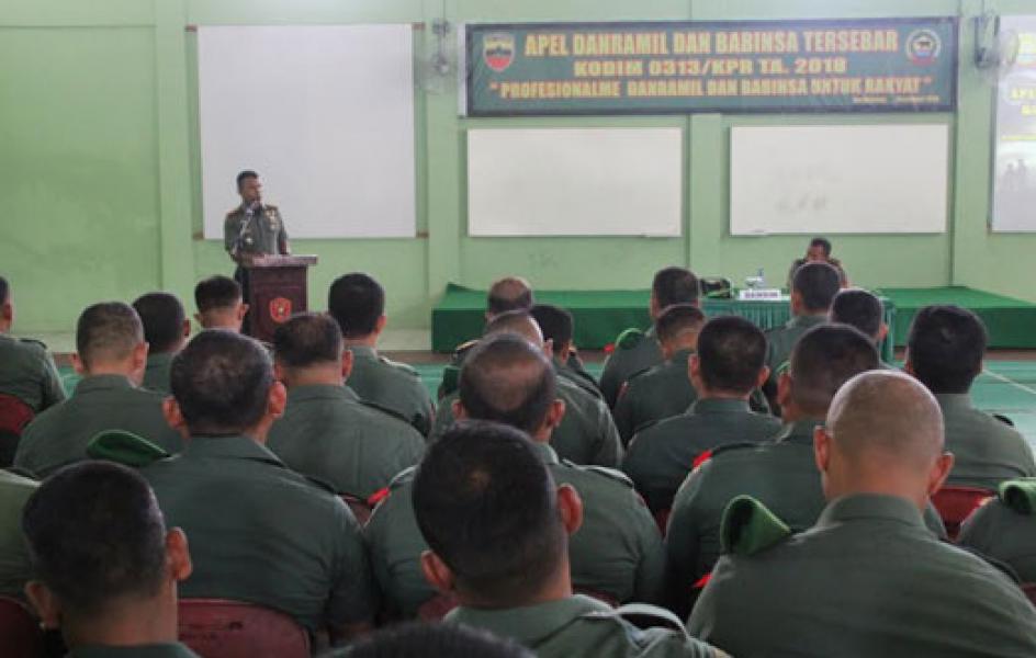 Kodim 0313/Kpr Gelar Apel Danramil Dan Babinsa Tersebar TA. 2018