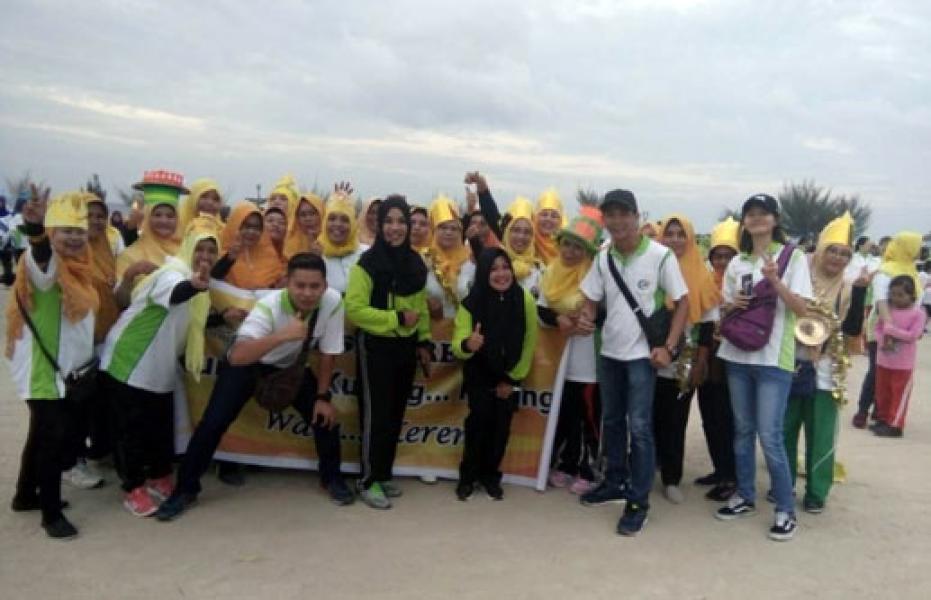 Ratusan Anggota Kenko No Kai Bengkalis Senam Bersama Di Lapangan Pasir Taman Andam Dewi
