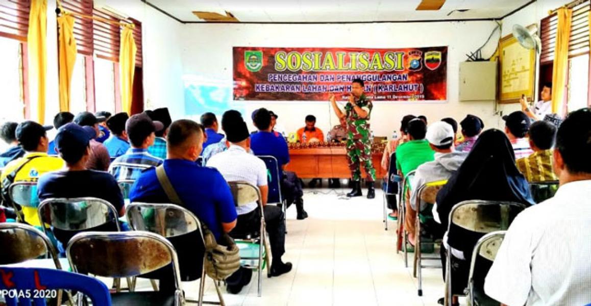 Danramil 10 Kunto Darussalam Sosialisasi Cegah Karlahut Kepada Warga