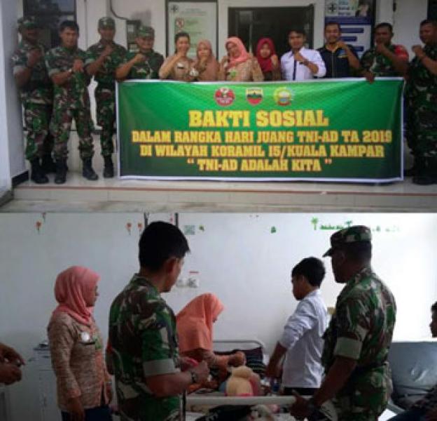 Menyambut Hari Juang TNI-AD 2019, Koramil 15/Kuala Kampar Laksanakan Karya Bakti Dan Bakti Sosial