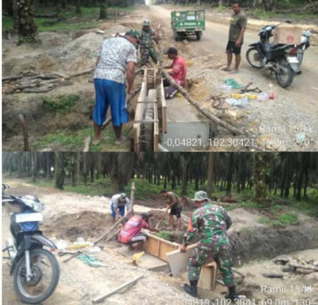 Sambut Hari Juang TNI-AD 2019, Koramil 15/KK Kodim 0313/Kpr Gelar Karya Bakti