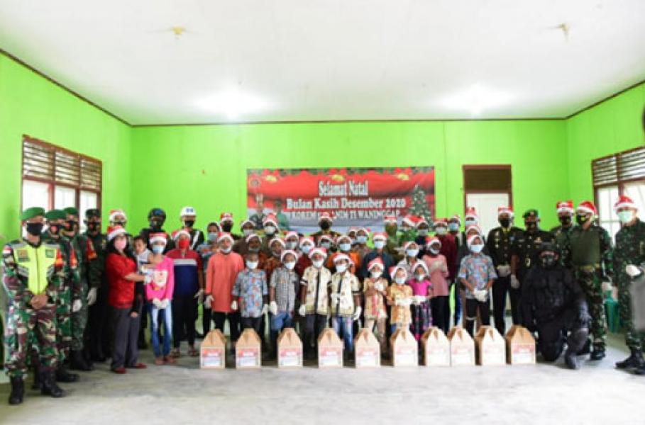 Bulan Kasih Natal, Danrem Merauke Sambangi Anak-Anak Panti Asuhan dan Bagikan Bingkisan