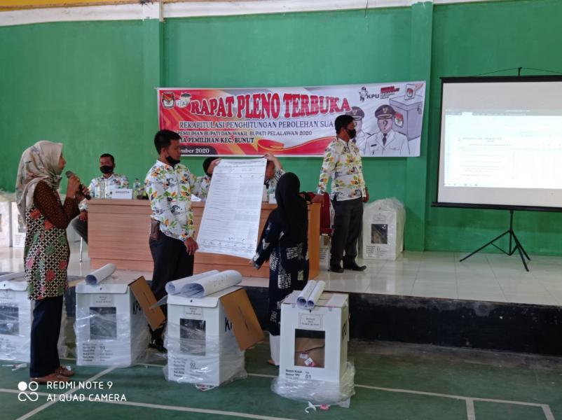 Polsek Bunut Kawal Rapat Pleno Terbuka Rekapitulasi Penghitungan Suara Pilkada Pelalawan
