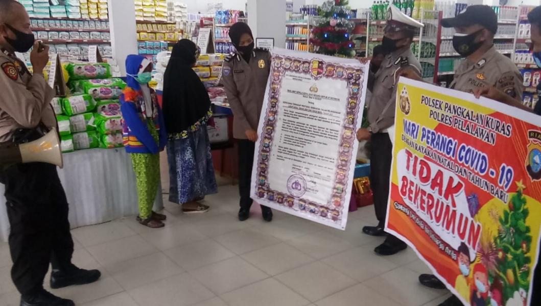 Tekan Penyebaran Covid-19, Polsek Pangkalan Kuras Gelar Operasi Yustisi Jelang Tahun Baru 2021