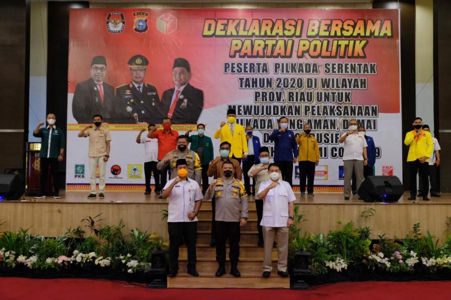 Wujudkan Pilkada Aman Damai Ditengah Pandemi, Kapolda Riau Inisiasi Deklarasi Bersama Parpol